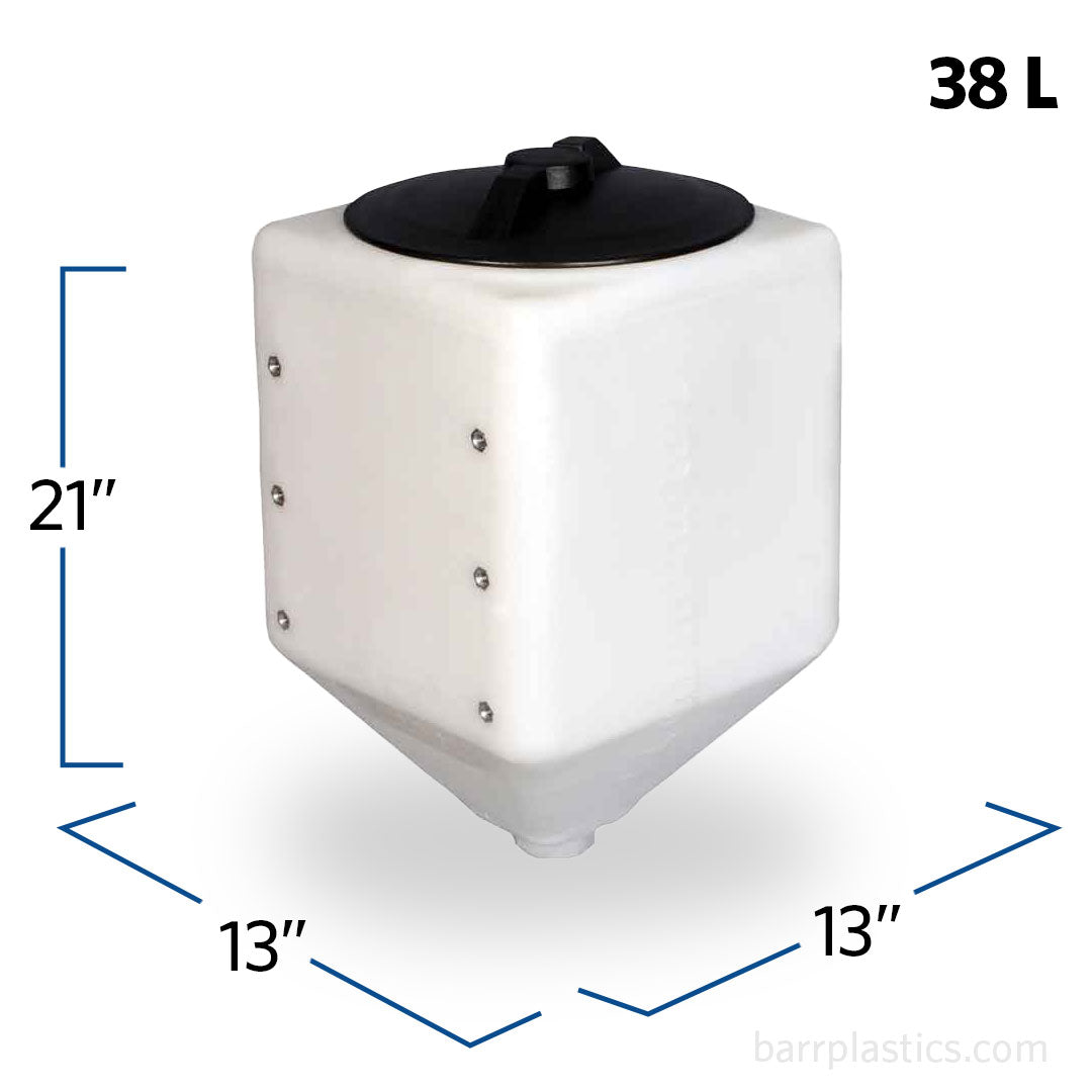 10 Gallon Square Cone Bottom Total Drain Tank | 42351