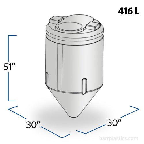 110 Gallon 55 Degree Plastic Cone Bottom Inductor Tank | IN0110-30