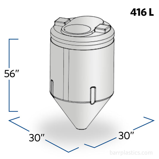 110 Gallon 55 Degree Plastic Cone Bottom Inductor Tank | INFD110-30