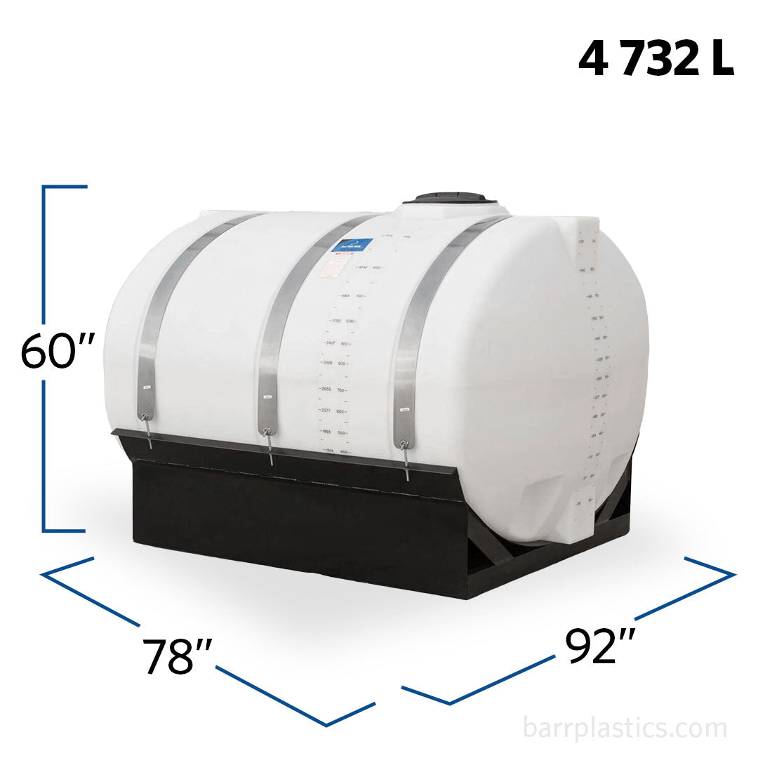 1250 Gallon Plastic Horizontal Elliptical Cradle Tank | HE1250-78