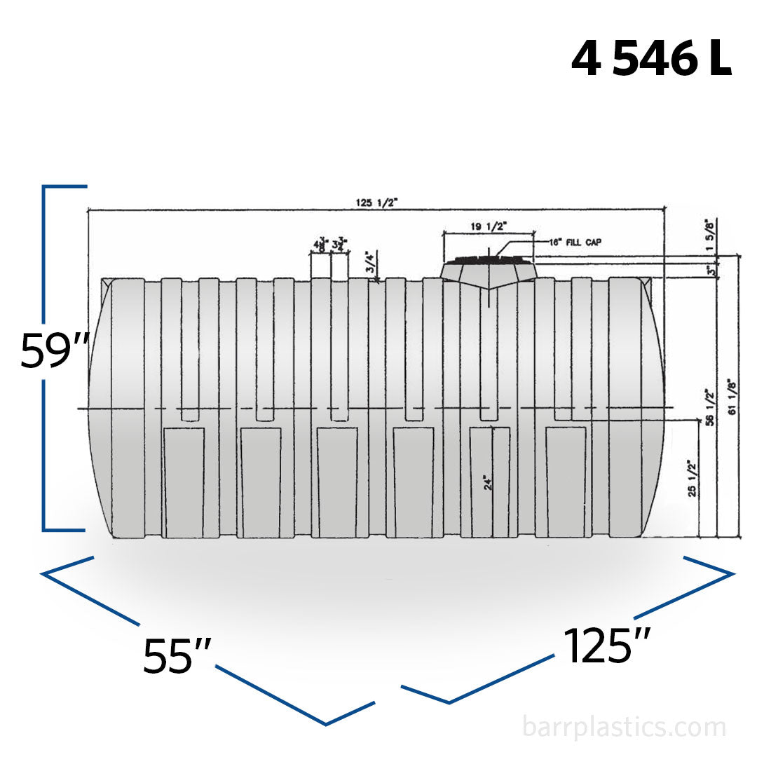 1200 Gallon Plastic Horizontal Leg Tank | 40994