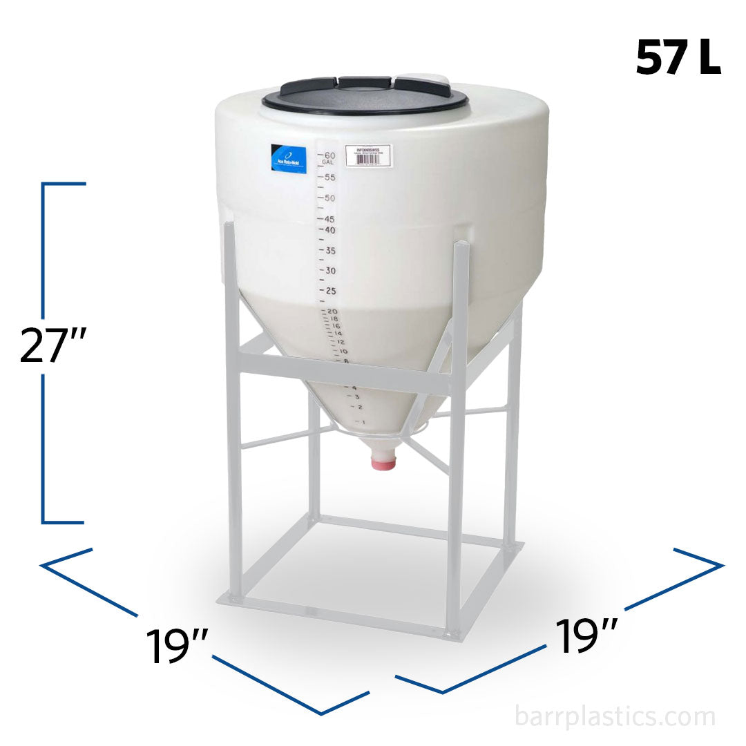 15 Gallon 54 Degree Plastic Cone Bottom Inductor Tank | INFD15-19