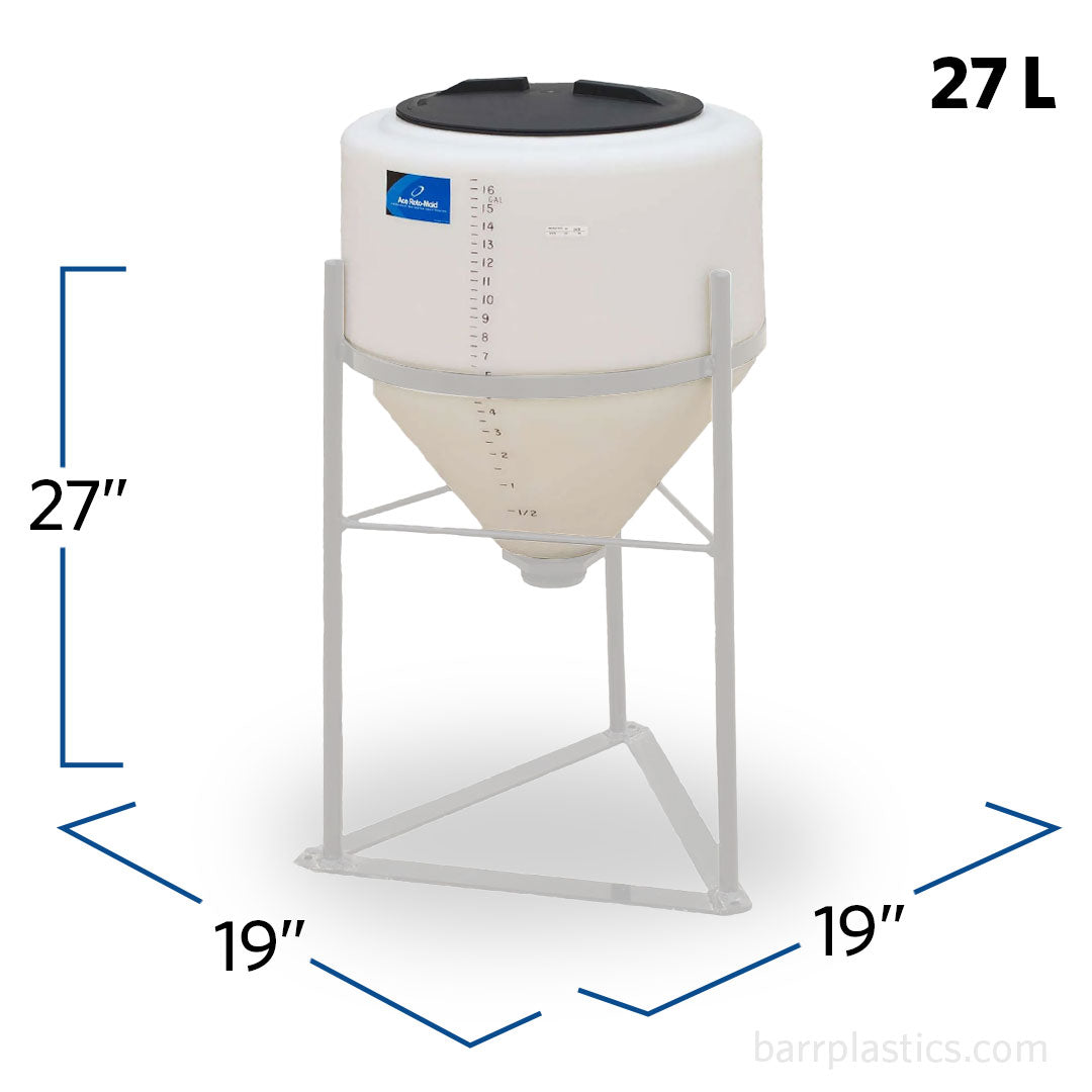 15 Gallon 54 Degree Plastic Cone Bottom Inductor Tank | INFD15-19