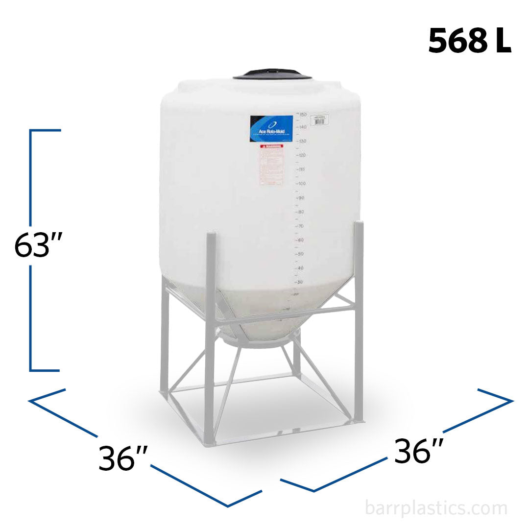 150 Gallon 45 Degree Plastic Cone Bottom Tank | CB0150-36