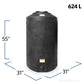 165 Gallon Plastic Vertical Water Storage Tank with 2" Fitting | 43864