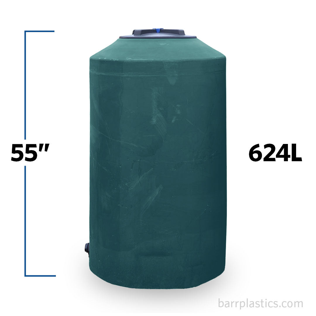 165 Gallon Plastic Vertical Water Storage Tank with 2" Fitting | 43866