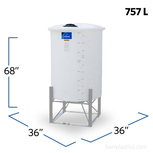 200 Gallon 15 Degree Plastic Cone Bottom Tank | CB0200-36