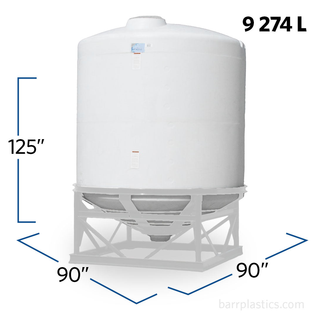 2495 Gallon 30 Degree Plastic Vertical Cone Bottom Tank | CB2495-90