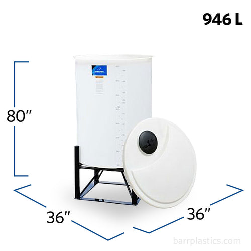 250 Gallon 15 Degree Plastic Cone Bottom Tank | CB0250-36