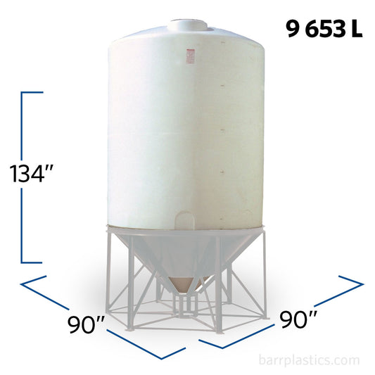 2550 Gallon 30 Degree Plastic Vertical Cone Bottom Tank | CB2550-90