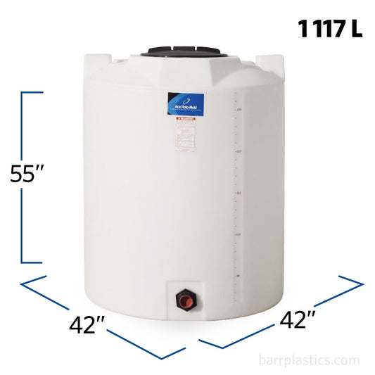 295 Gallon Plastic Vertical Liquid Storage Tank | VT0295-42