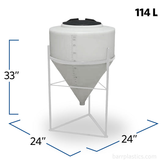 30 Gallon 57 Degree Plastic Cone Bottom Inductor Tank | INFD30-24