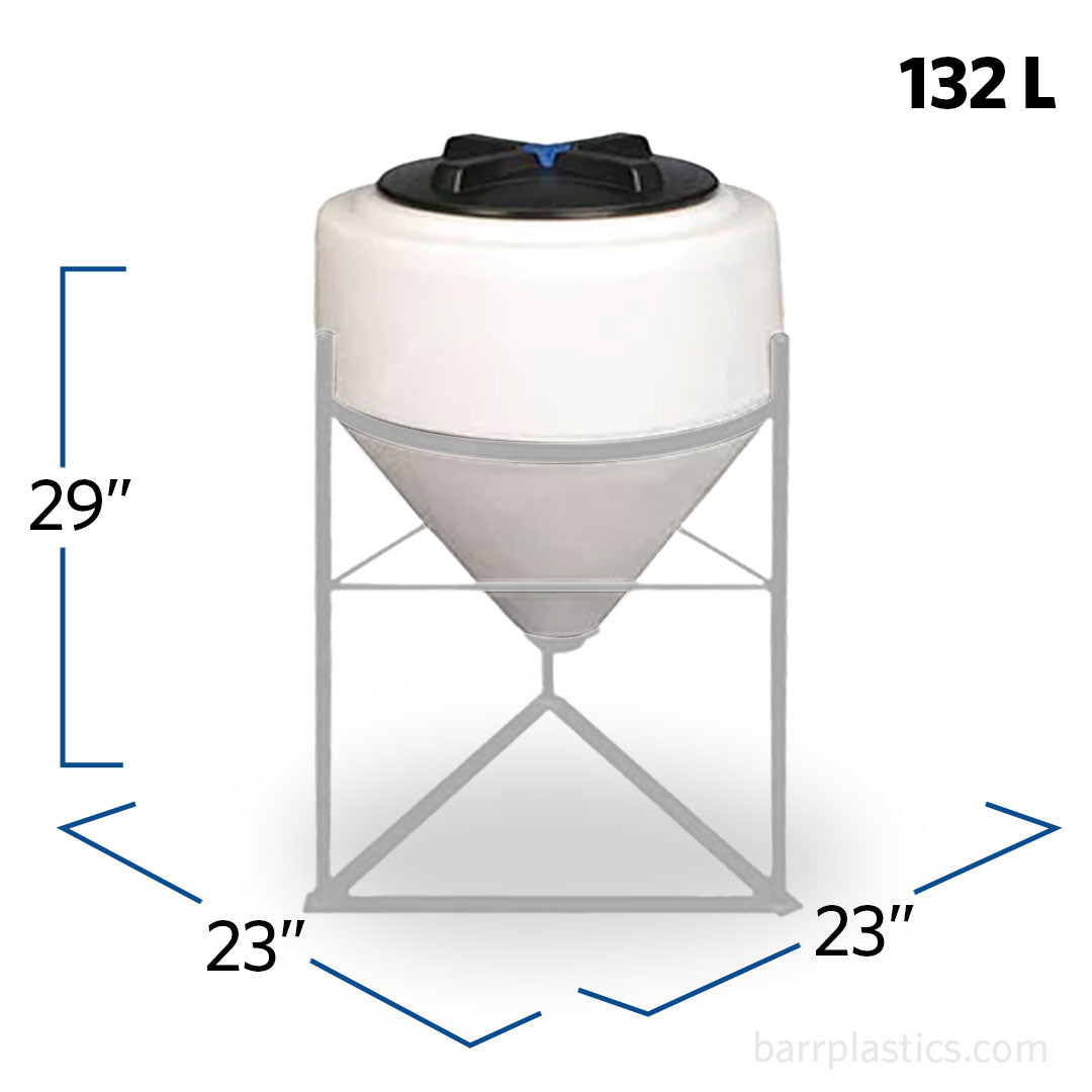 35 Gallon 45 Degree Plastic Cone Bottom Inductor Tank | 45098