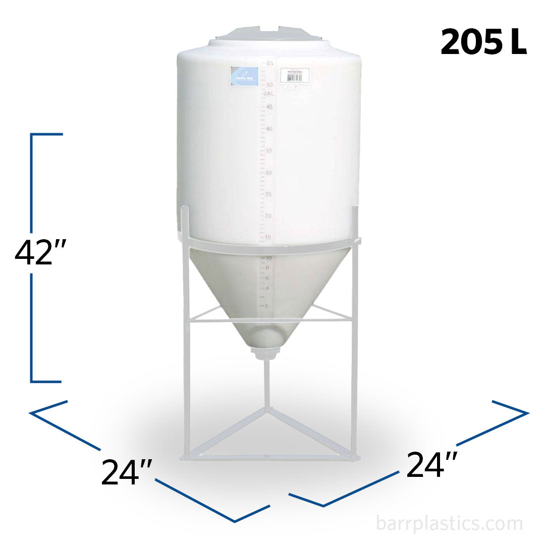 55 Gallon 57 Degree Plastic Cone Bottom Inductor Tank | INFD55-24