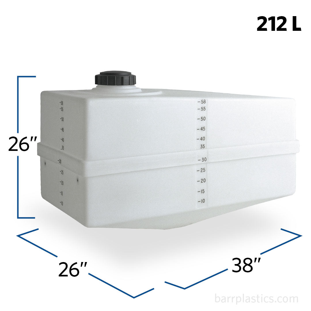 56 Gallon Rectangular  Plastic Cone Bottom Total Drain Tank | SP0056-RT