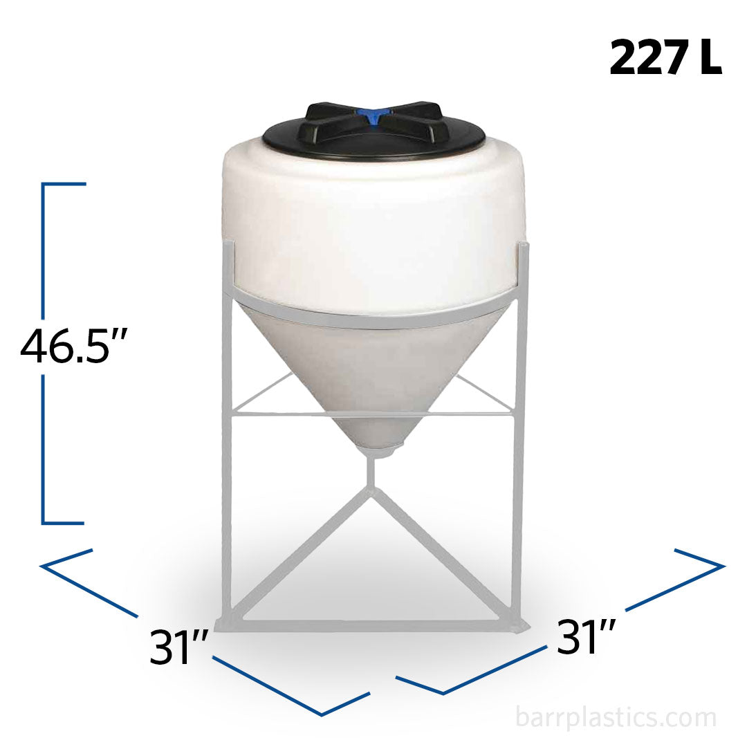 60 Gallon 45 Degree Plastic Cone Bottom Inductor Tank | 62205