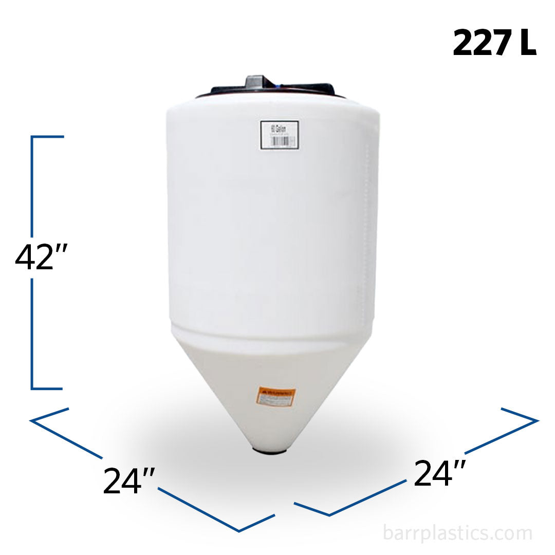 60 Gallon 57 Degree Plastic Cone Bottom Inductor Tank | 42066