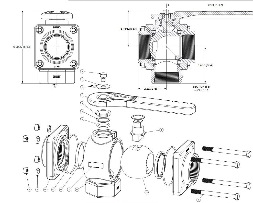 2" Full Port 3-Way Bottom Load Ball Valve | V200BL